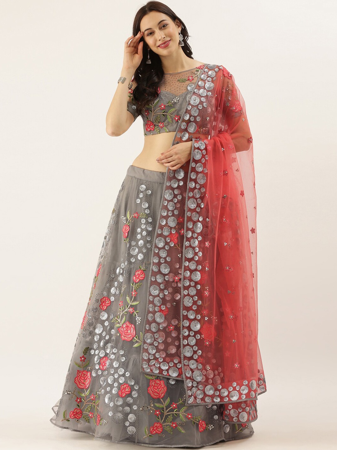 panchhi Grey & Peach-Coloured Embroidered Semi-Stitched Lehenga & Unstitched Blouse with Dupatta
panchhi Grey & Peach-Coloured Embroidered Semi-Stitched Lehenga & Unstitched Blouse with Dupatta