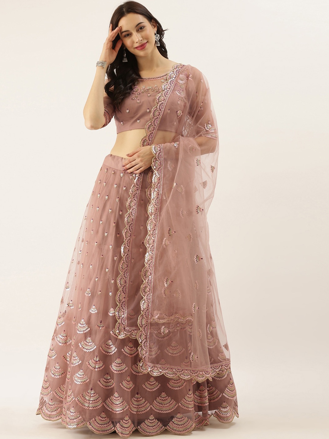 panchhi Rose Gold & Silver-Toned Embroidered Semi-Stitched Lehenga & Unstitched Blouse with Dupatta
panchhi Rose Gold & Silver-Toned Embroidered Semi-Stitched Lehenga & Unstitched Blouse with Dupatta