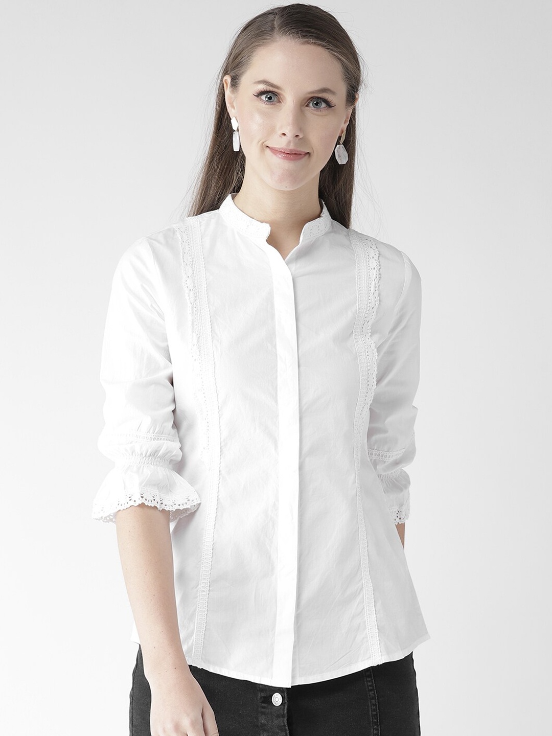 Xpose Women White Regular Fit Solid Casual Shirt