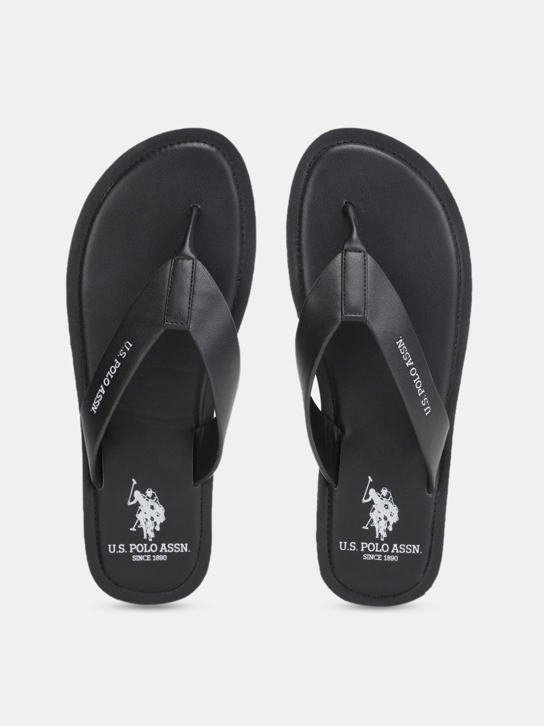 U S Polo Assn Men Black & White PU Comfort Sandals