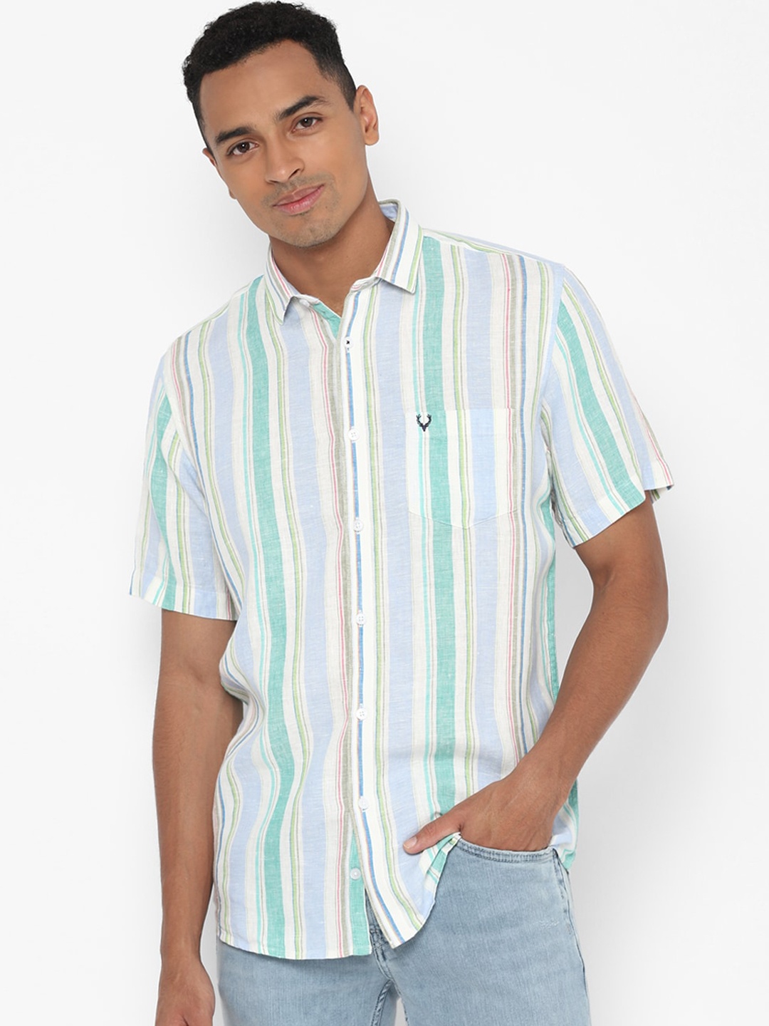 Allen Solly Men Blue Slim Fit Striped Casual Shirt