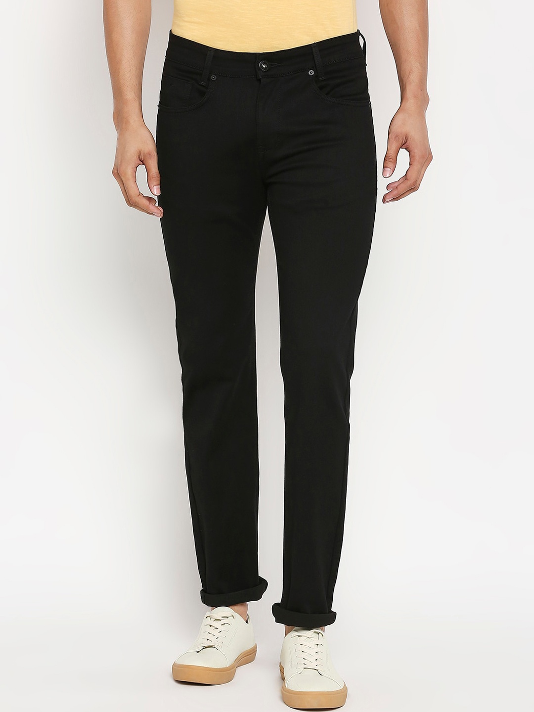 Mufti Men Black Regular Fit Mid-Rise Clean Look Stretchable Jeans