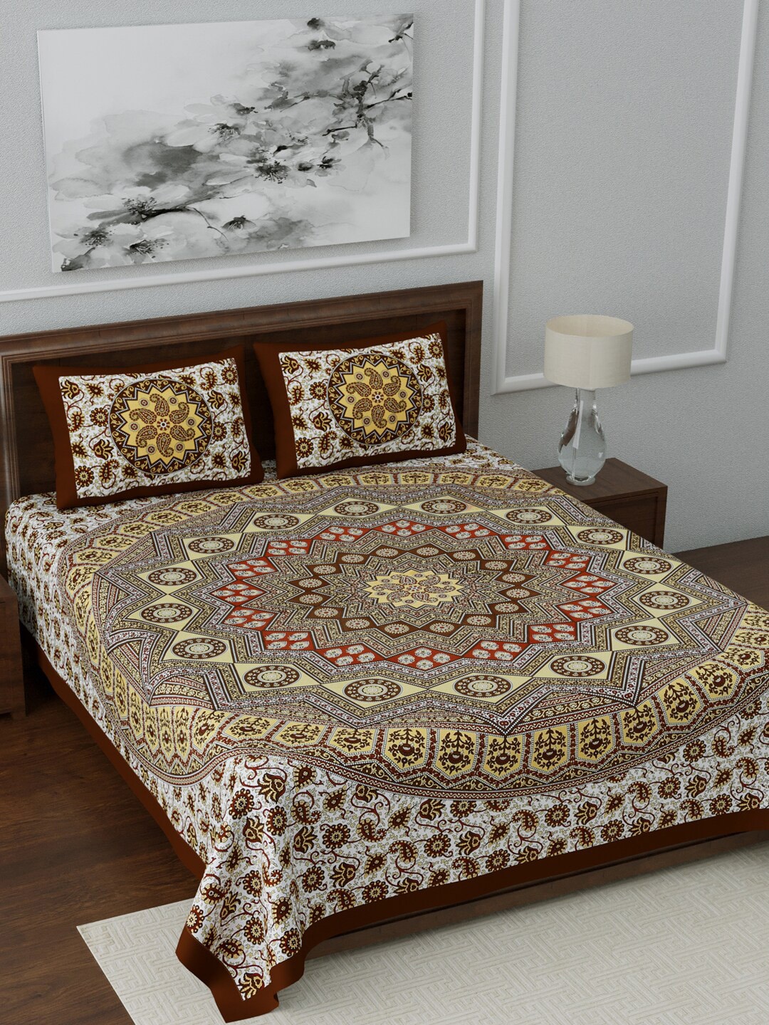 LIVING ROOTS Brown & White Ethnic Motifs 144 TC Cotton 1 Queen Bedsheet with 2 Pillow Covers
LIVING ROOTS Brown & White Ethnic Motifs 144 TC Cotton 1 Queen Bedsheet with 2 Pillow Covers