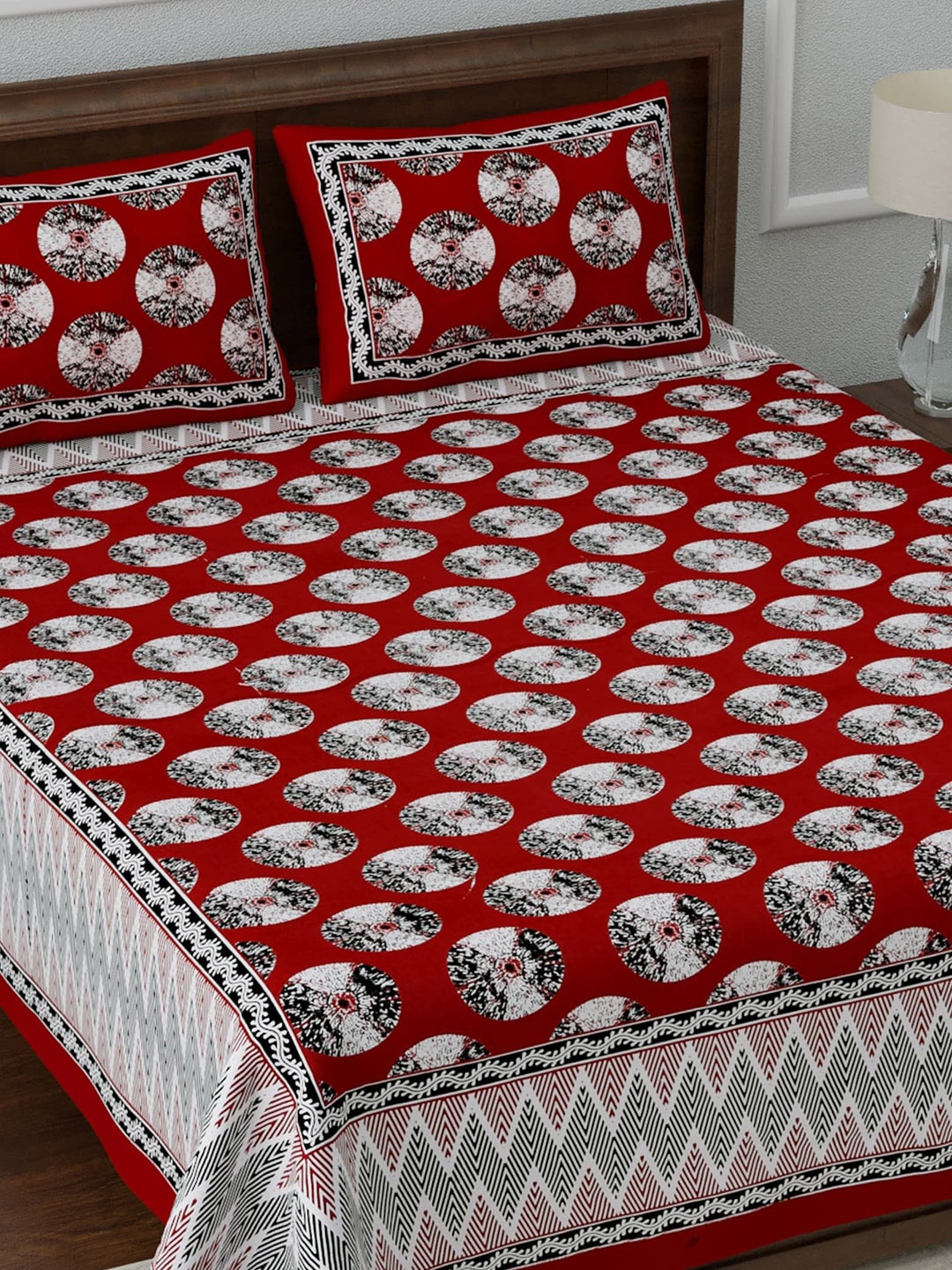 LIVING ROOTS Maroon & Black Floral 210 TC Cotton 1 King Bedsheet with 2 Pillow Covers
LIVING ROOTS Maroon & Black Floral 210 TC Cotton 1 King Bedsheet with 2 Pillow Covers