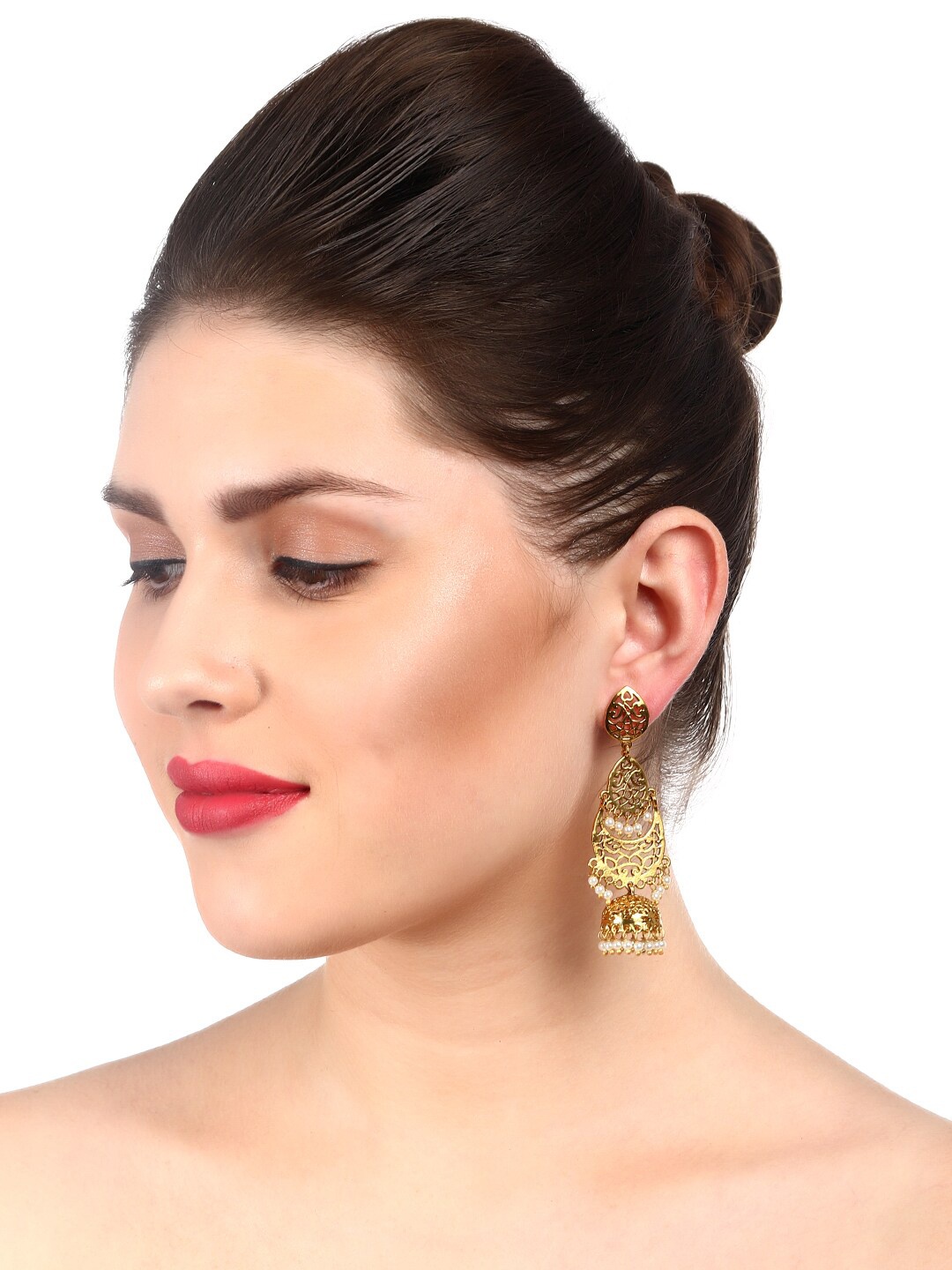 Adwitiya Collection Gold-Toned Contemporary Jhumkas