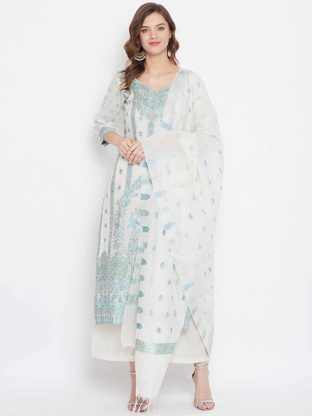 Safaa White & Sea Green Cotton Blend Woven Design Unstitched Dress Material For Summer
Safaa White & Sea Green Cotton Blend Woven Design Unstitched Dress Material For Summer
