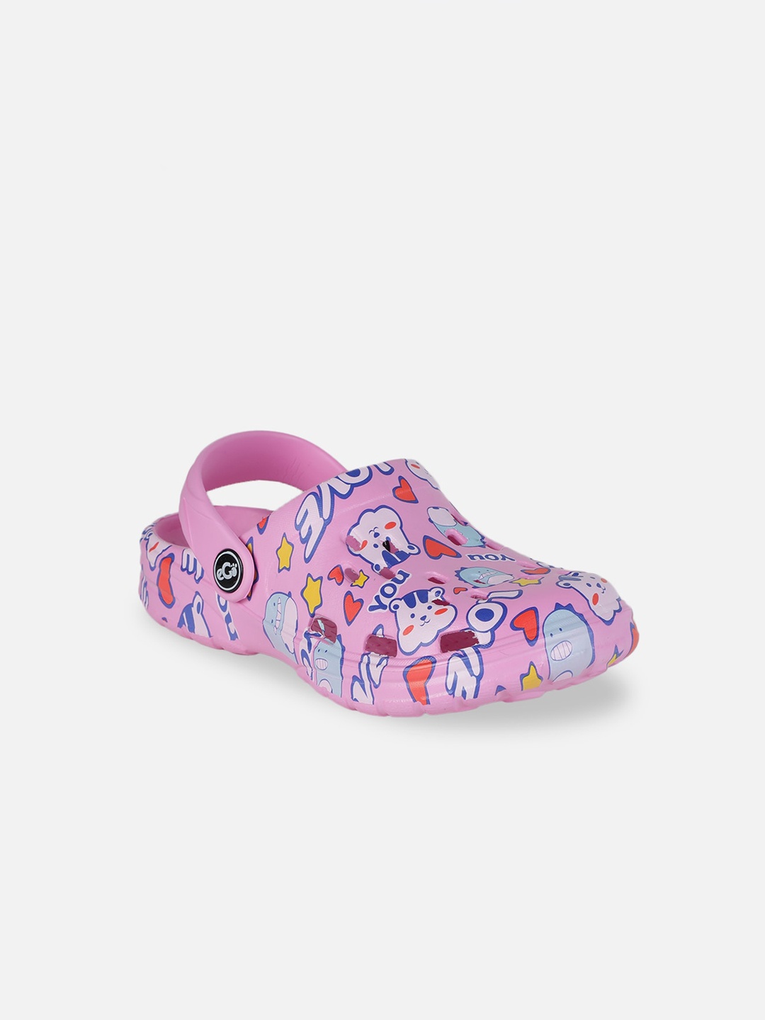 PASSION PETALS Girls Pink & Blue Printed Clogs
