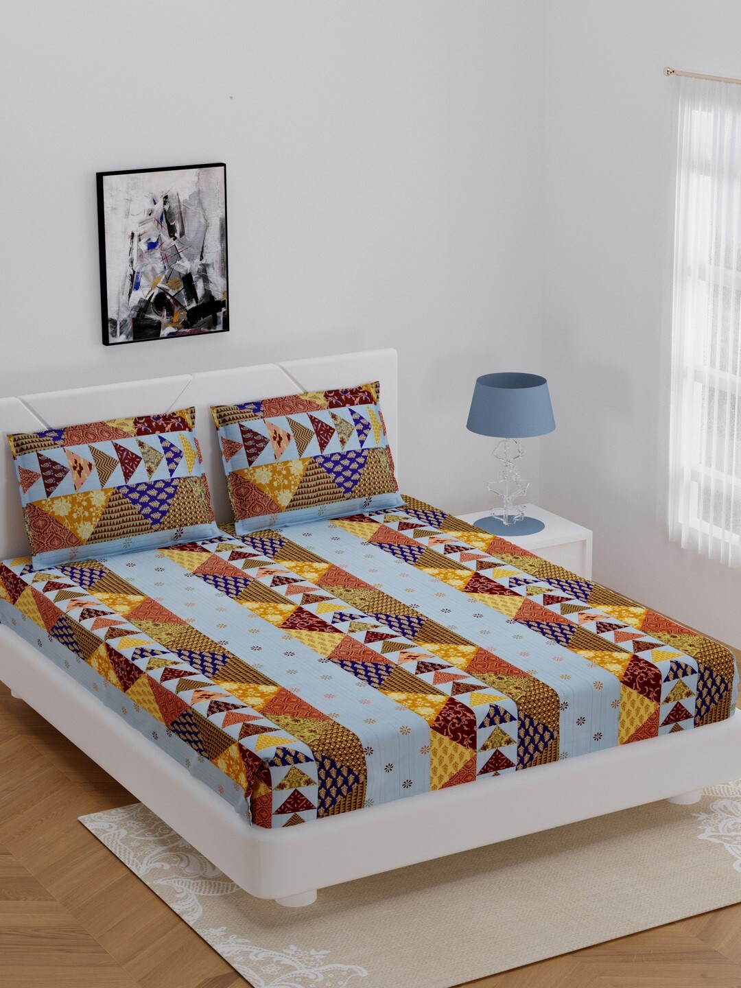eCraftIndia Blue & Brown Geometric 210 TC Cotton 1 King Bedsheet with 2 Pillow Covers
eCraftIndia Blue & Brown Geometric 210 TC Cotton 1 King Bedsheet with 2 Pillow Covers