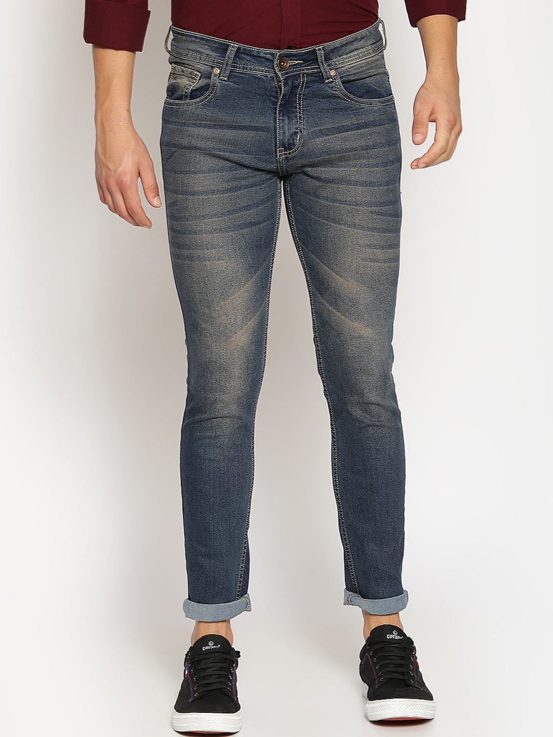 High Star Men Plus Size Blue Slim Fit Mid-Rise Clean Look Jeans