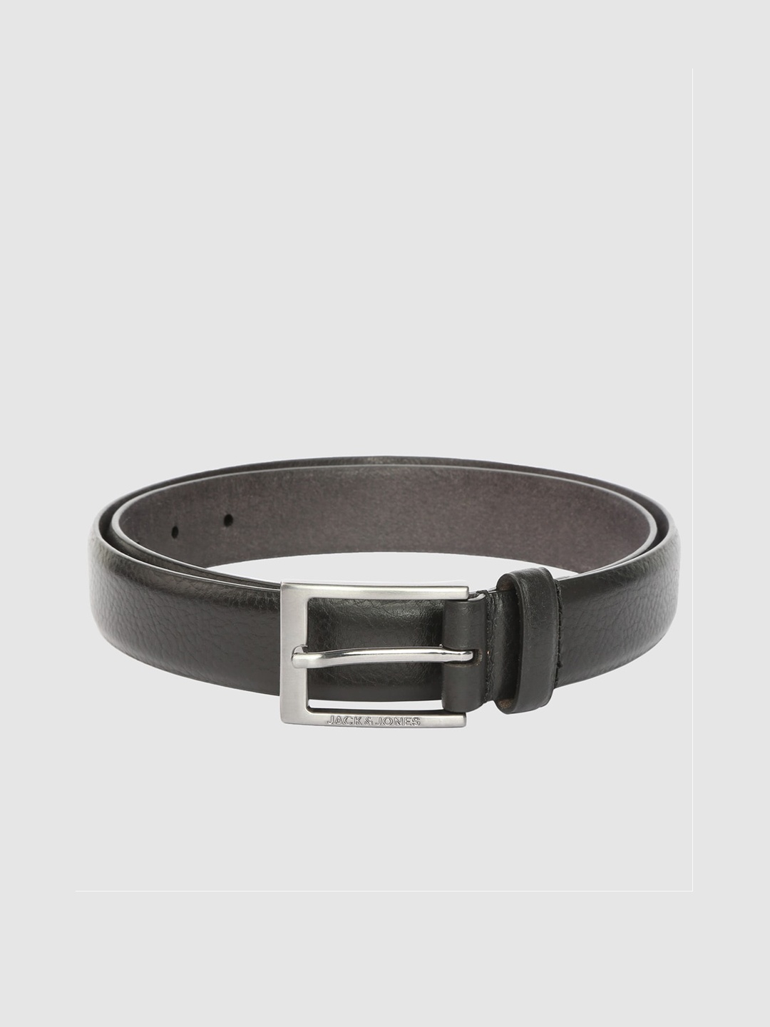 Jack & Jones Men Black & Silver-Toned Textured Belt