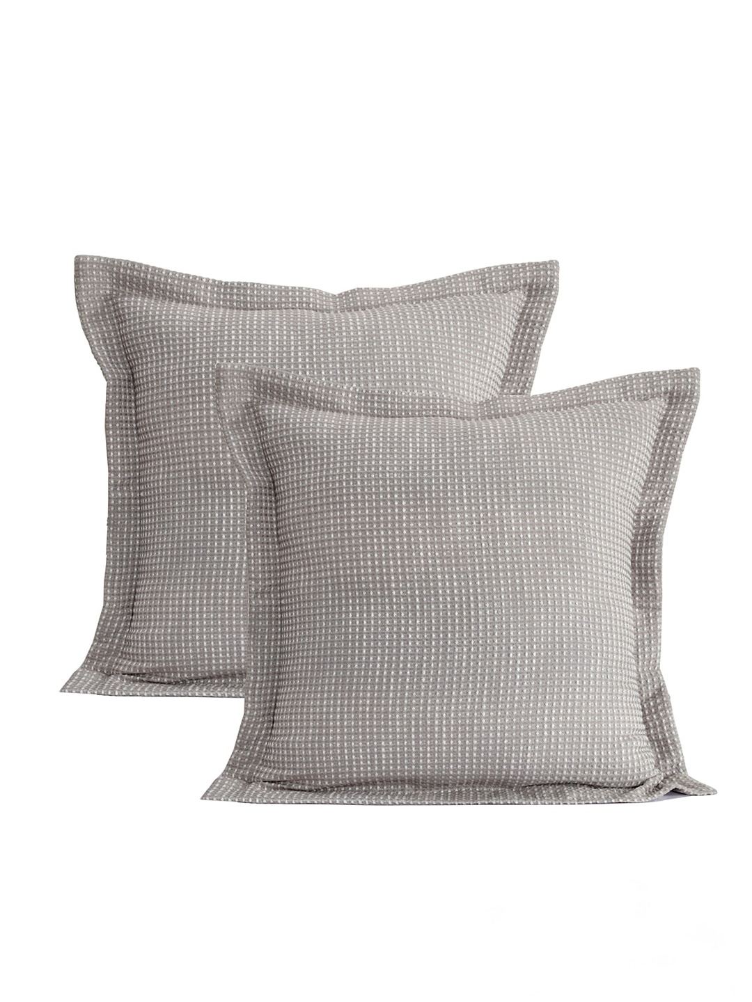 MASPAR Set Of 2 Grey Self-Design Square Pillow Covers