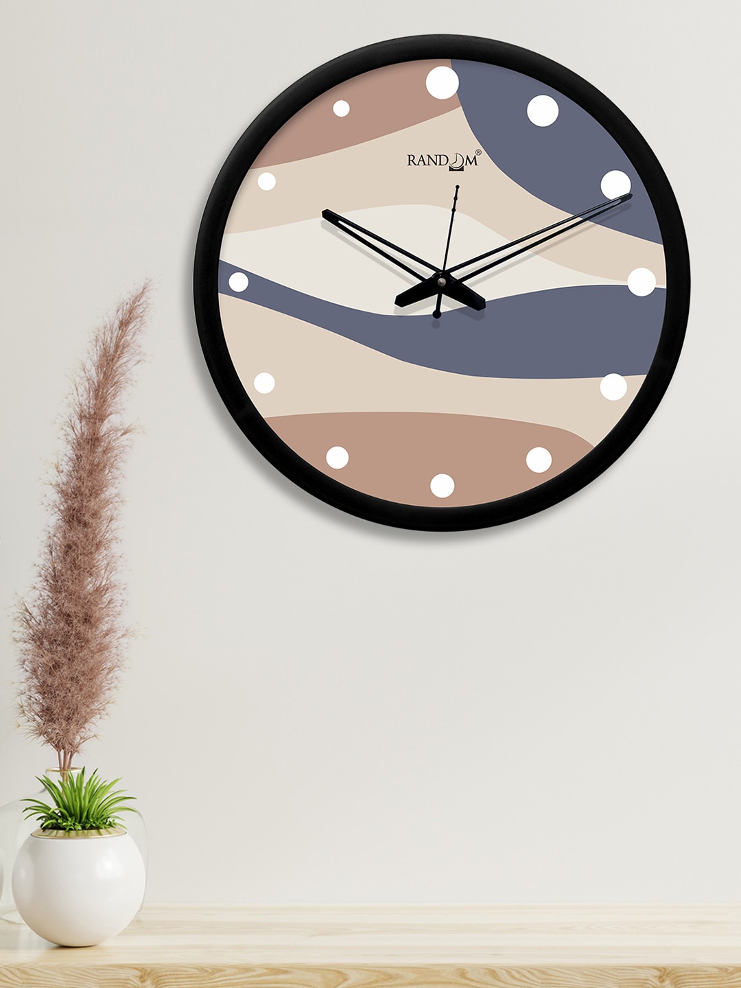 RANDOM Teal & Beige Round Printed 30.4 cm Analogue Wall Clock