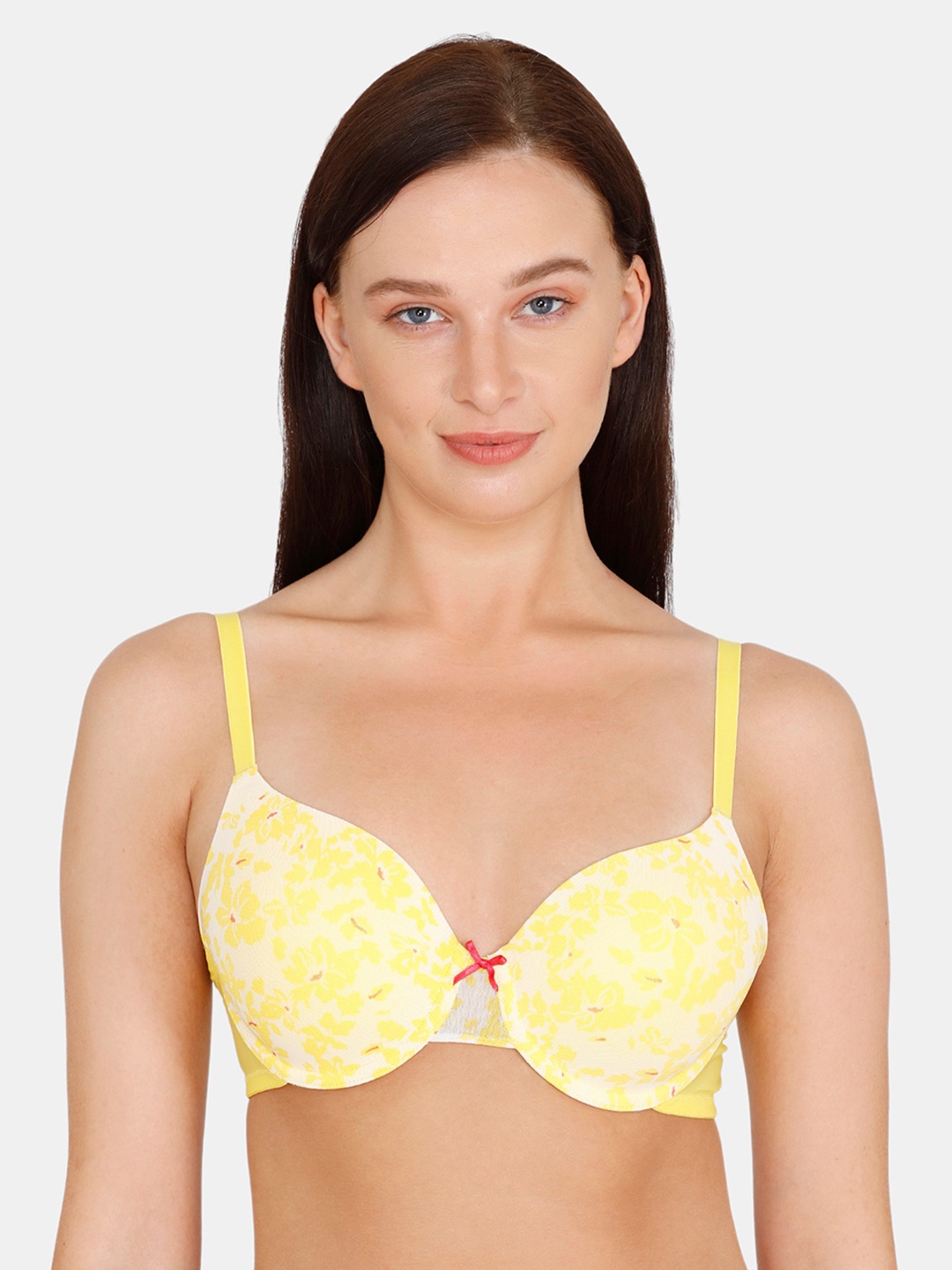 Zivame Yellow Printed Underwired Lightly Padded T-shirt Bra ZI1990FASHBYELW