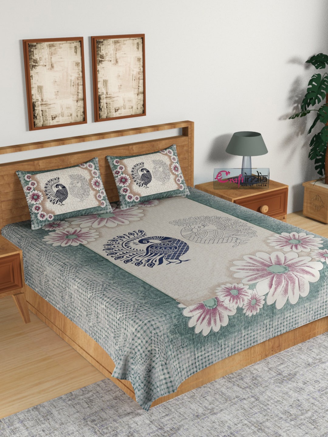 eCraftIndia Beige & Green Ethnic Motifs 180 TC Cotton 1 King Bedsheet with 2 Pillow Covers
eCraftIndia Beige & Green Ethnic Motifs 180 TC Cotton 1 King Bedsheet with 2 Pillow Covers