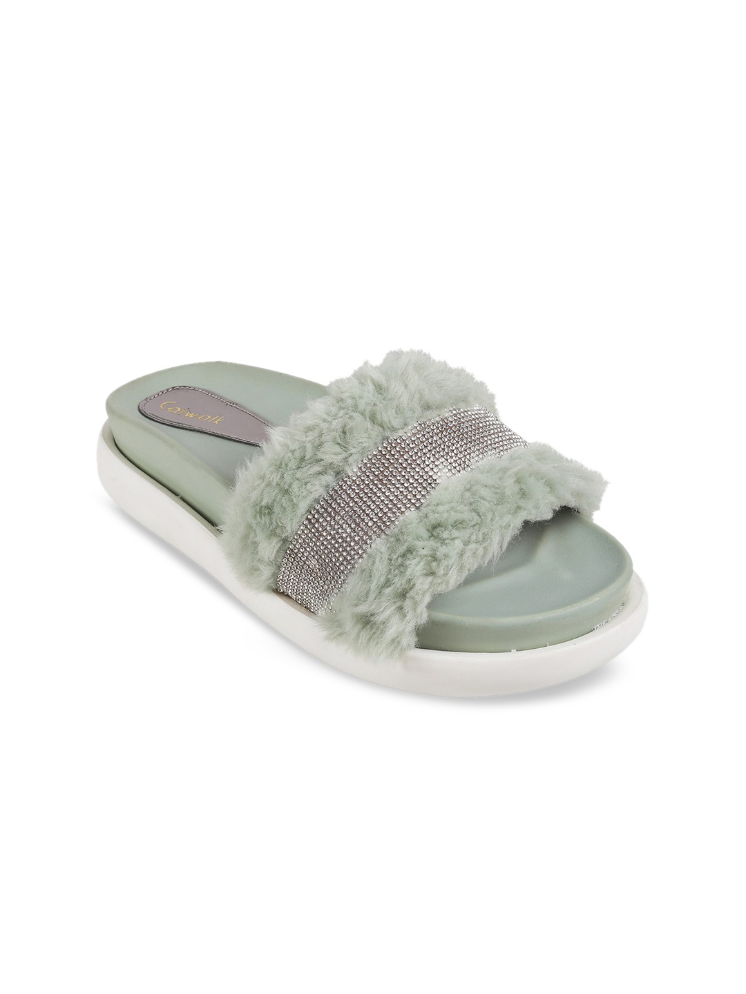 Catwalk Women Green Solid Sliders