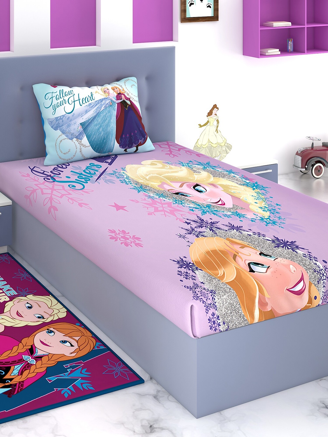 Disney Lavender Elsa & Anna Printed 180 TC Cotton 1 Single Bedsheet with 1 Pillow Covers
Disney Lavender Elsa & Anna Printed 180 TC Cotton 1 Single Bedsheet with 1 Pillow Covers