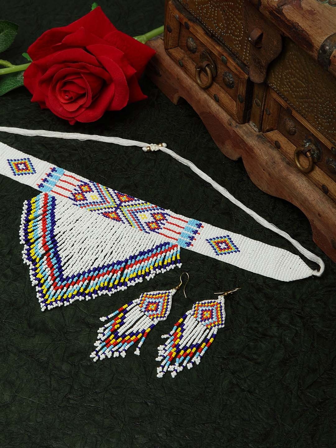 Moedbuille Hand Woven White Beaded Tasselled Design Handcrafted Afghan Jewelry Set
Moedbuille Hand Woven White Beaded Tasselled Design Handcrafted Afghan Jewelry Set