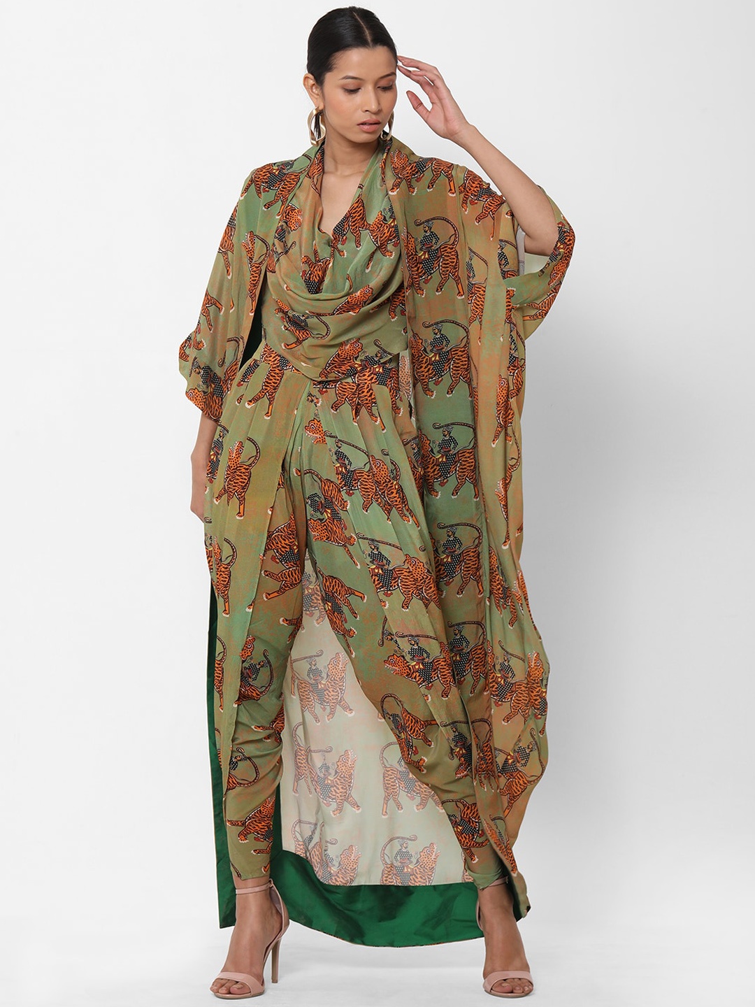 Masaba Women Green & Brown Printed Basic Jumpsuit