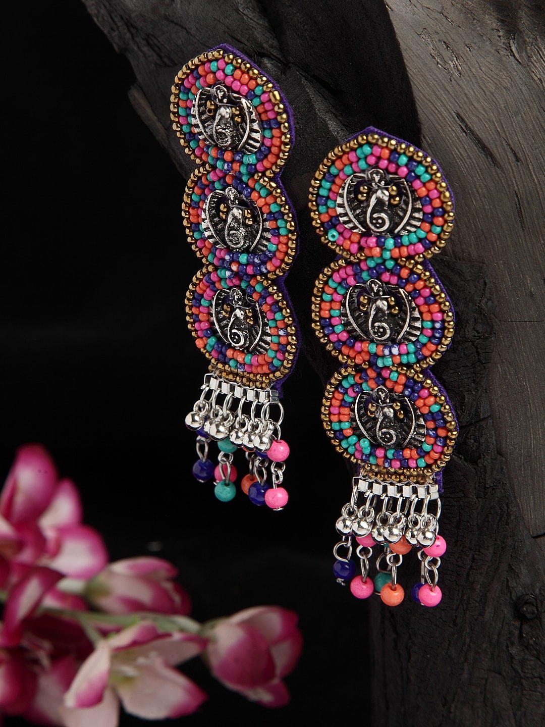 Moedbuille Multi Color Beads Studded Oxidised Silver Plated Handcrafted Contemporary Earrings
Moedbuille Multi Color Beads Studded Oxidised Silver Plated Handcrafted Contemporary Earrings