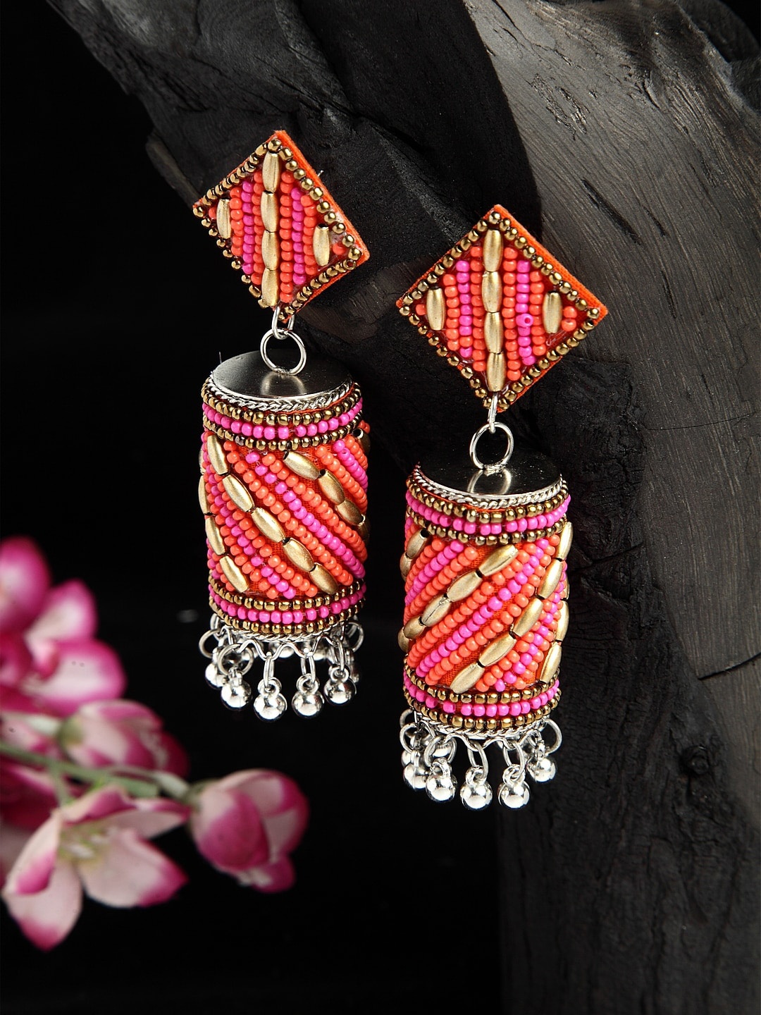 Moedbuille Pink & Orange Beads Afghan Design Oxidised Silver Plated Handcrafted Jhumkas
Moedbuille Pink & Orange Beads Afghan Design Oxidised Silver Plated Handcrafted Jhumkas
