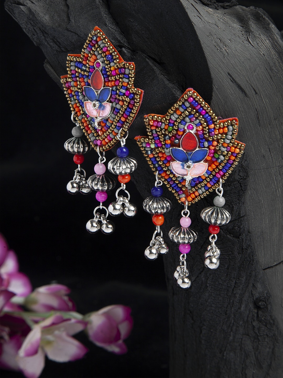 Moedbuille Multi Color Beads Studded Oxidised Silver Plated Handcrafted Tasselled Earrings
Moedbuille Multi Color Beads Studded Oxidised Silver Plated Handcrafted Tasselled Earrings