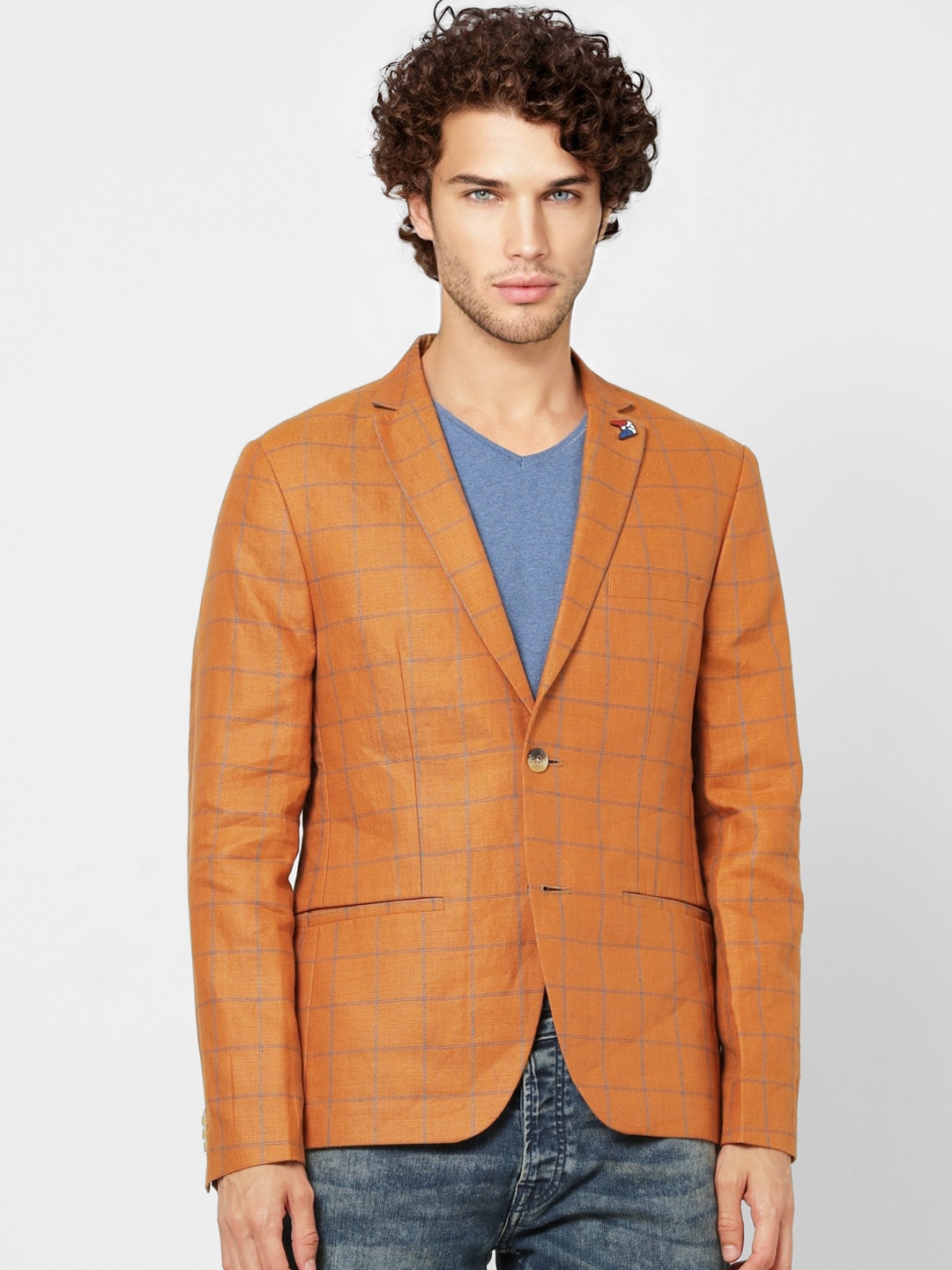 Jack & Jones Men Rust-Orange & Grey Checked Slim-Fit Single-Breasted Casual Bernard Blazer
Jack & Jones Men Rust-Orange & Grey Checked Slim-Fit Single-Breasted Casual Bernard Blazer