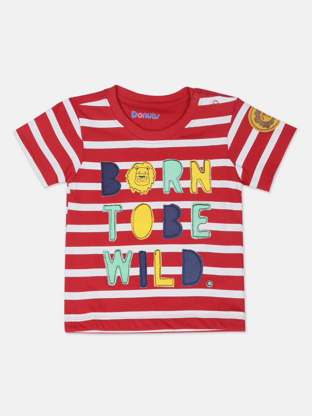 Donuts Boys Multicoloured Striped Round Neck T-shirt, Multi
