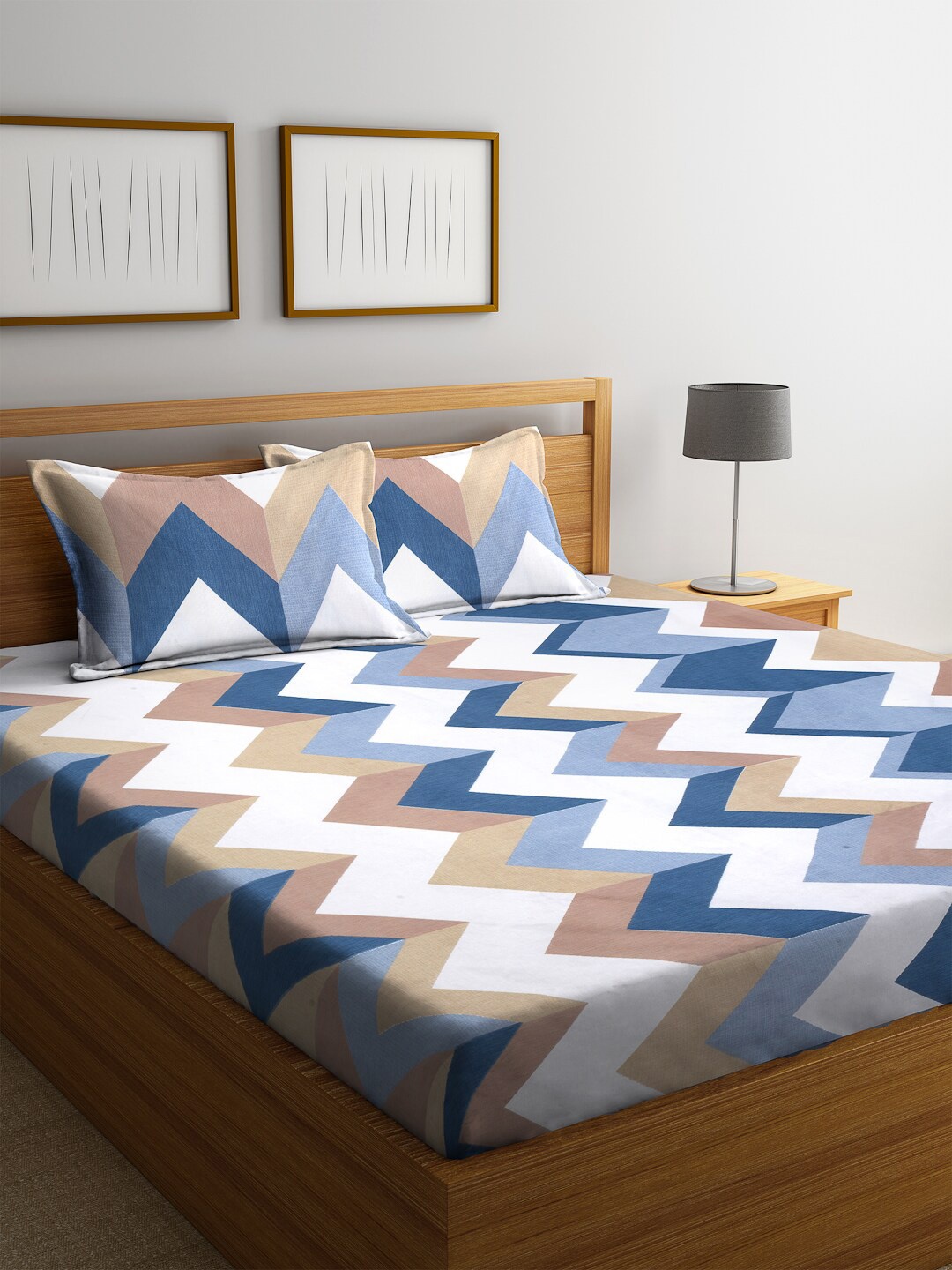 KLOTTHE Blue & Brown Geometric 210 TC Polycotton 1 King Bedsheet with 2 Pillow Covers
KLOTTHE Blue & Brown Geometric 210 TC Polycotton 1 King Bedsheet with 2 Pillow Covers