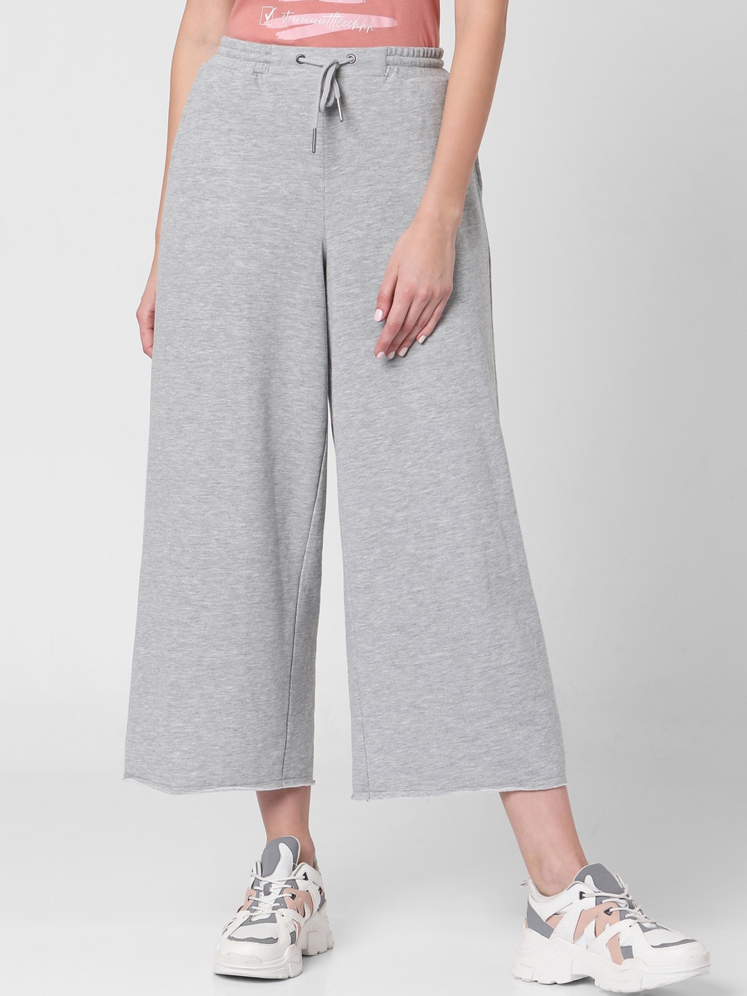 Vero Moda Women Grey Regular Fit Solid Culottes