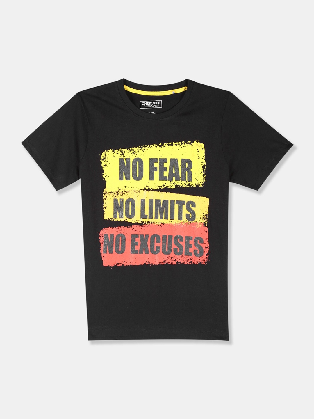 Cherokee Boys Black Printed Round Neck T-shirt