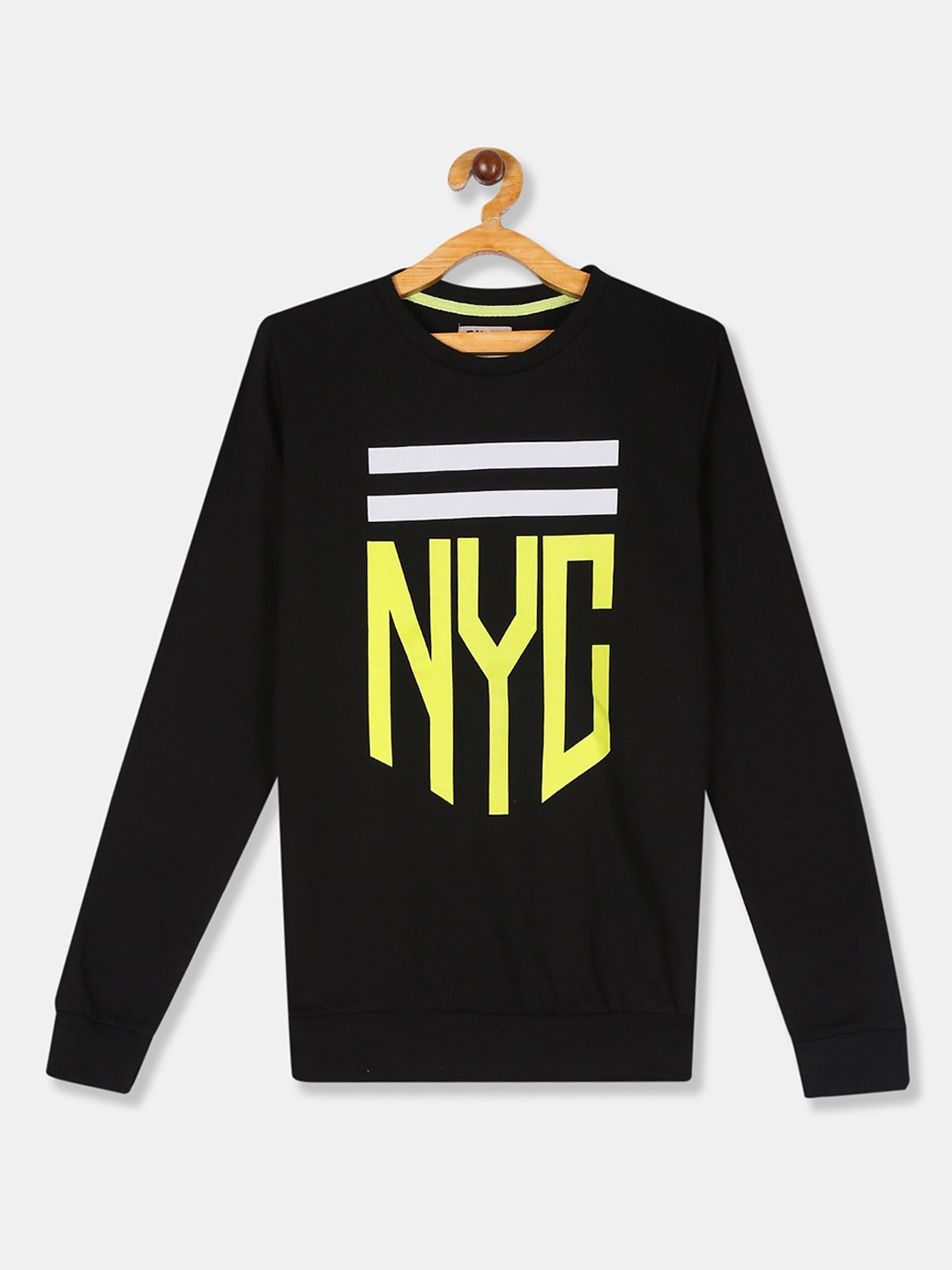 Flying Machine Boys Black Printed Sweatshirt
