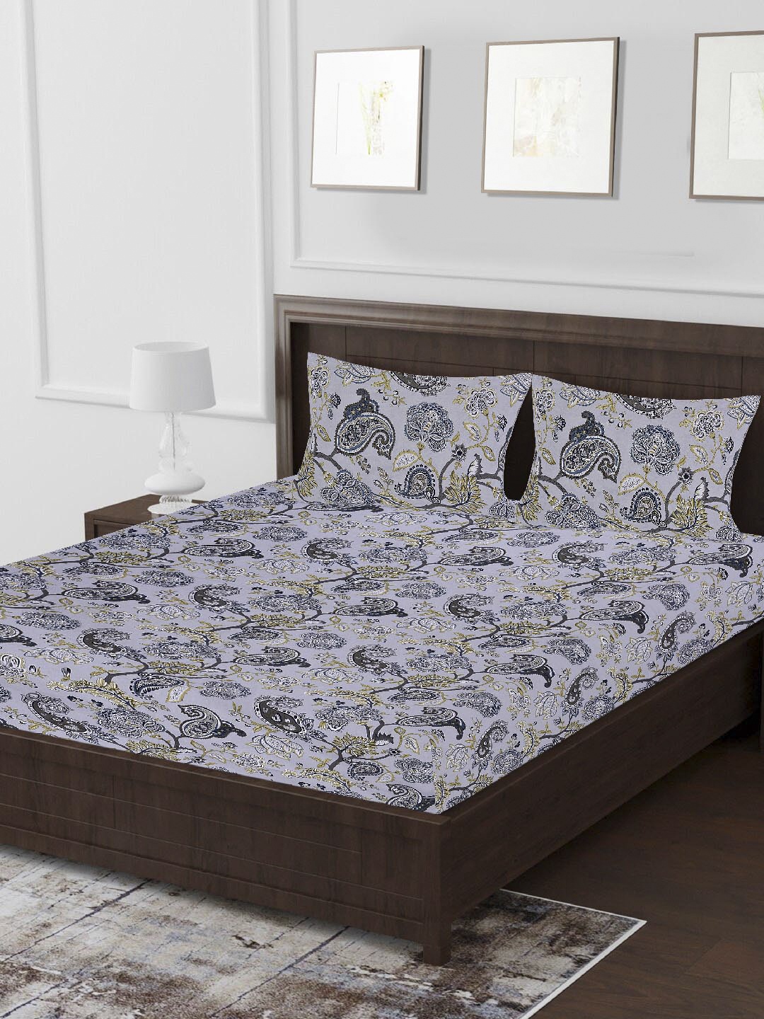 Tistabene Grey & Blue Ethnic Motifs 180 TC Cotton 1 King Bedsheet with 2 Pillow Covers
Tistabene Grey & Blue Ethnic Motifs 180 TC Cotton 1 King Bedsheet with 2 Pillow Covers