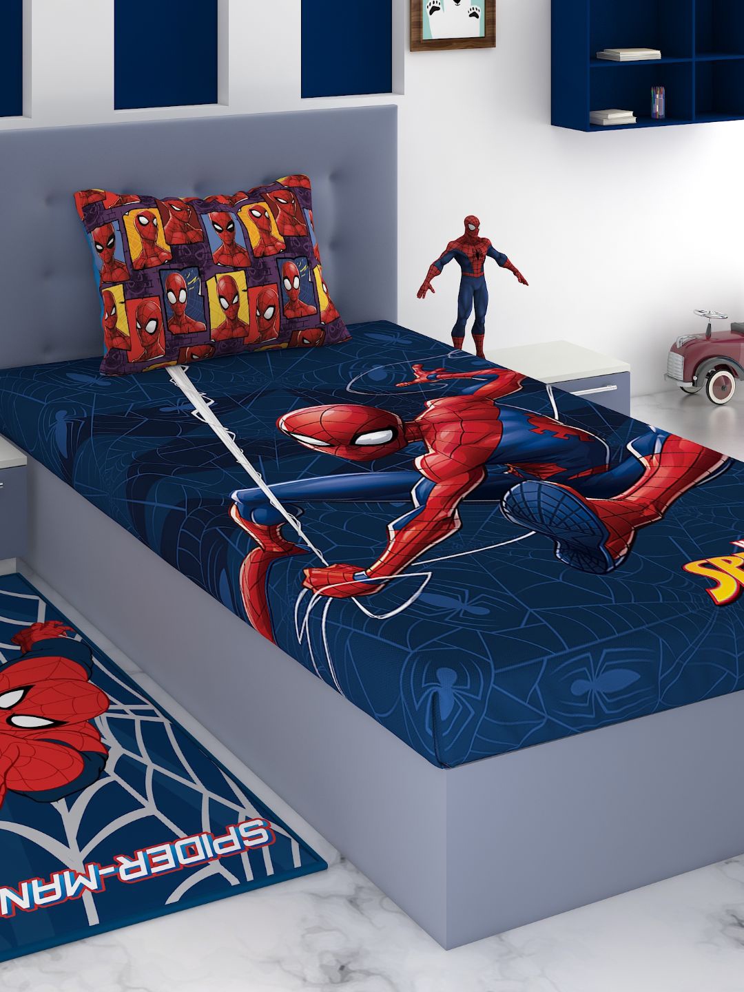Marvel Navy Blue & Red Spiderman 180 TC Cotton 1 Single Bedsheet with 1 Pillow Covers
Marvel Navy Blue & Red Spiderman 180 TC Cotton 1 Single Bedsheet with 1 Pillow Covers