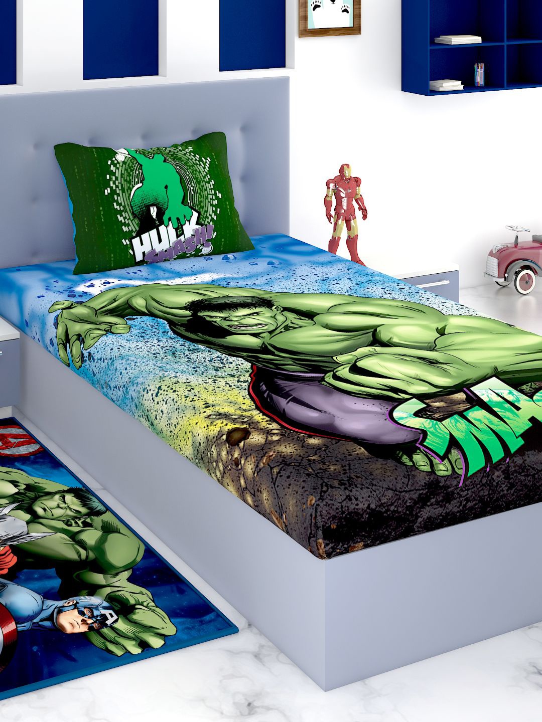 Marvel Blue & Green Avengers Hulk 180 TC Cotton 1 Single Bedsheet with 1 Pillow Covers
Marvel Blue & Green Avengers Hulk 180 TC Cotton 1 Single Bedsheet with 1 Pillow Covers