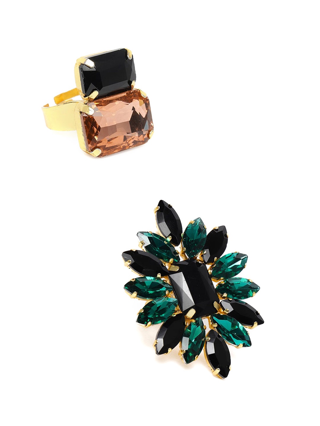 Zaveri Pearls Set Of 2 Gold-Plated Green & Brown Stone-Studded Adjustable Finger Rings
Zaveri Pearls Set Of 2 Gold-Plated Green & Brown Stone-Studded Adjustable Finger Rings