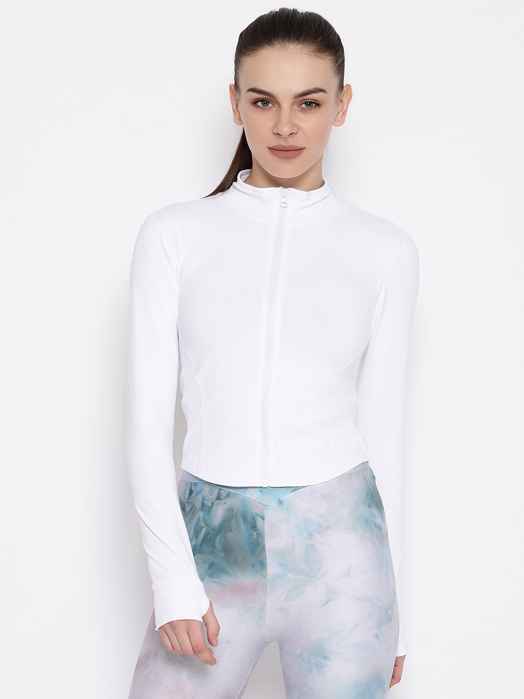 iki chic Women White Solid High Neck T-shirt