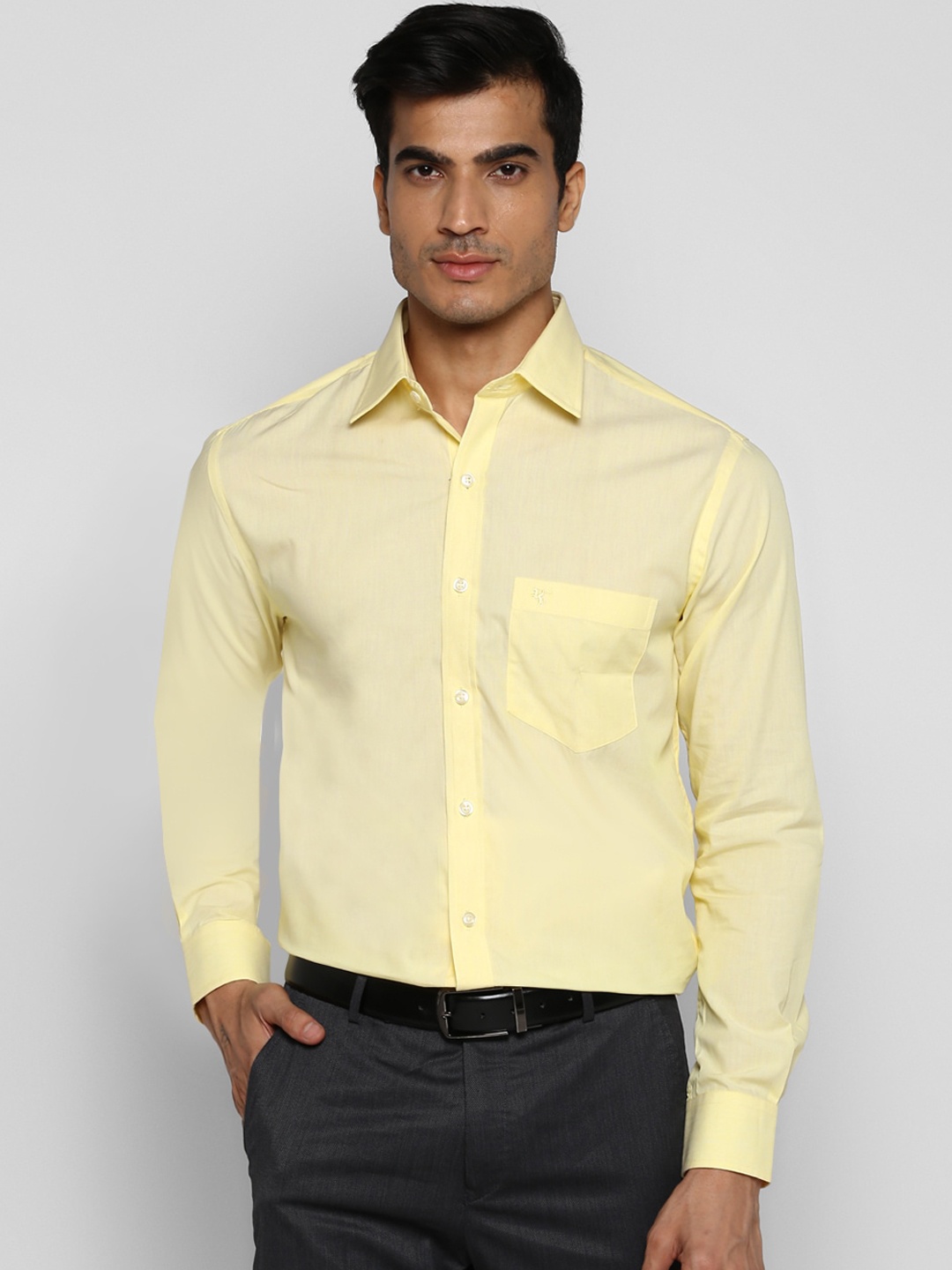 Cantabil Men Yellow Regular Fit Solid Formal Shirt