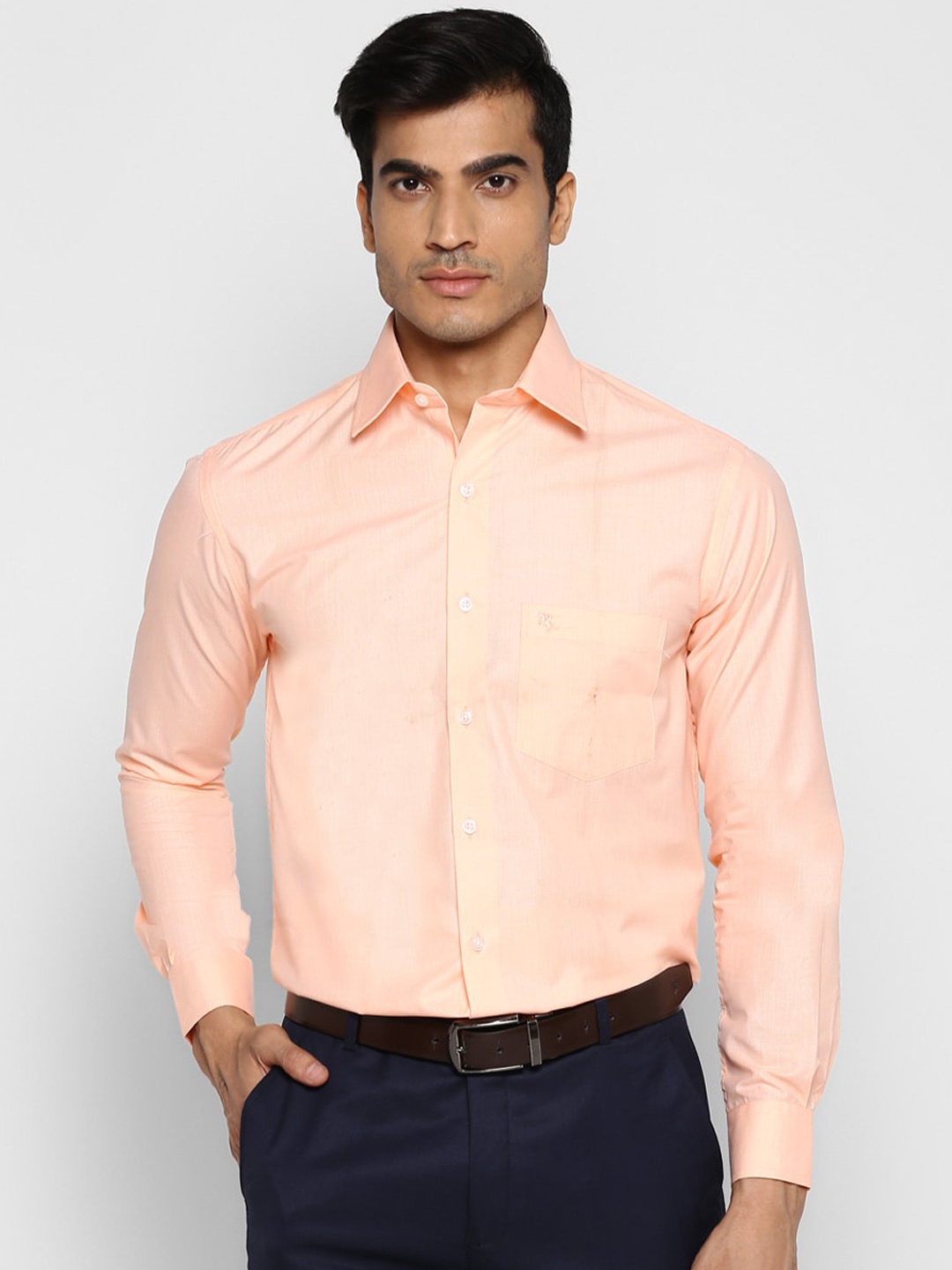 Cantabil Men Orange Regular Fit Solid Casual Shirt