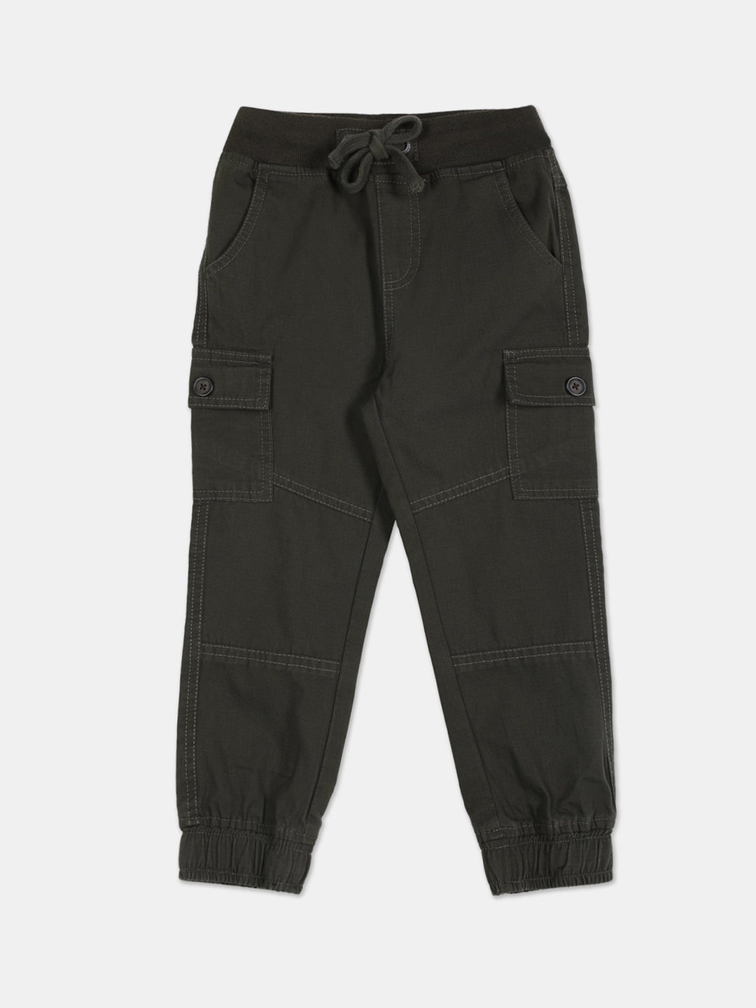 Cherokee Boys Olive Green Solid Joggers