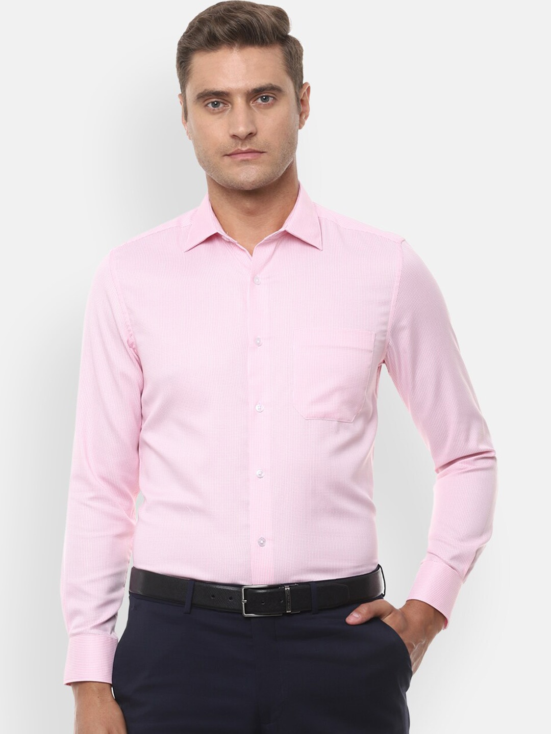 Louis Philippe Men Pink Regular Fit Self Design Casual Shirt