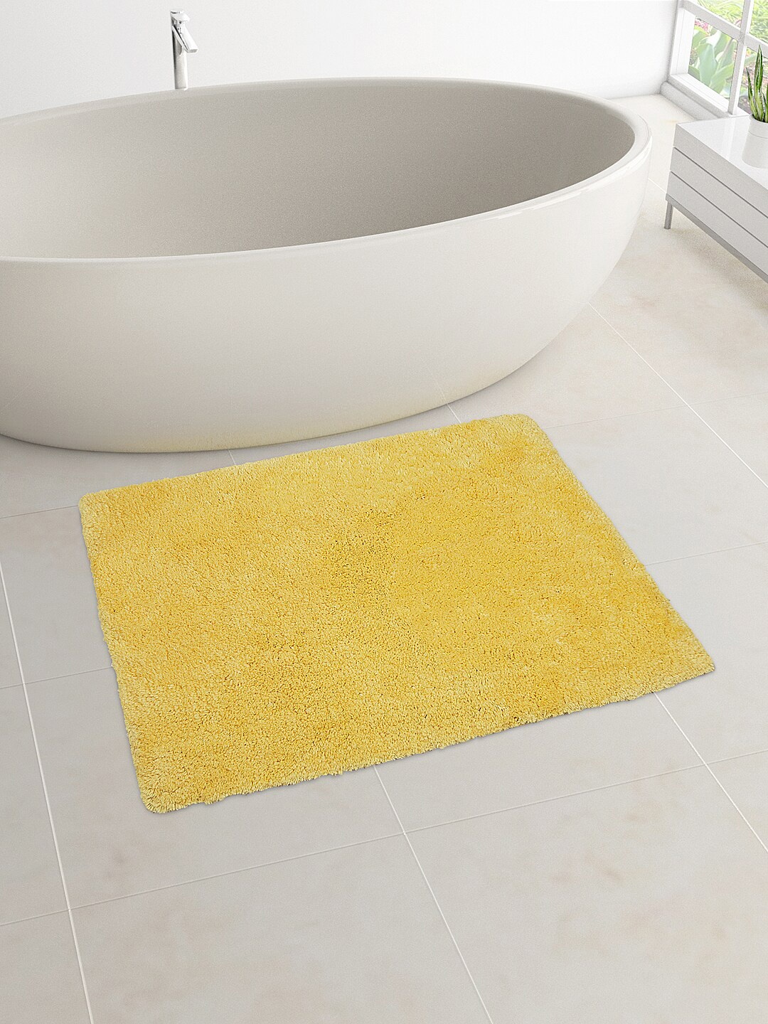 Living scapes by Pantaloons by Pantaloons by Pantaloons Yellow Solid 1850 GSM Anti-Skid Bath Rug