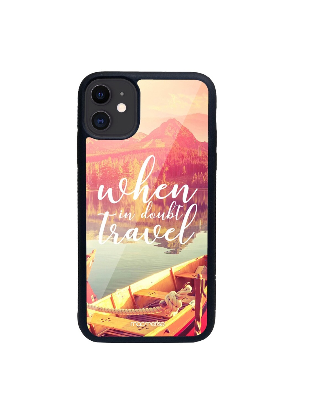 macmerise Pink & White When In Doubt Travel Printed iPhone 11 Back Case