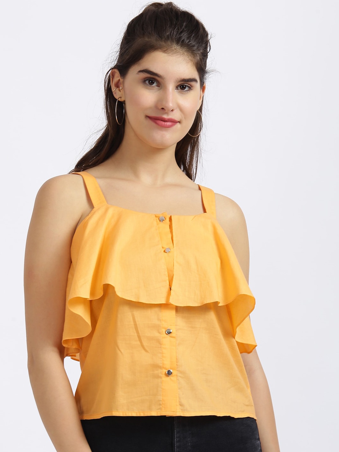 Zink London Orange Pure Cotton Regular Tiered Top