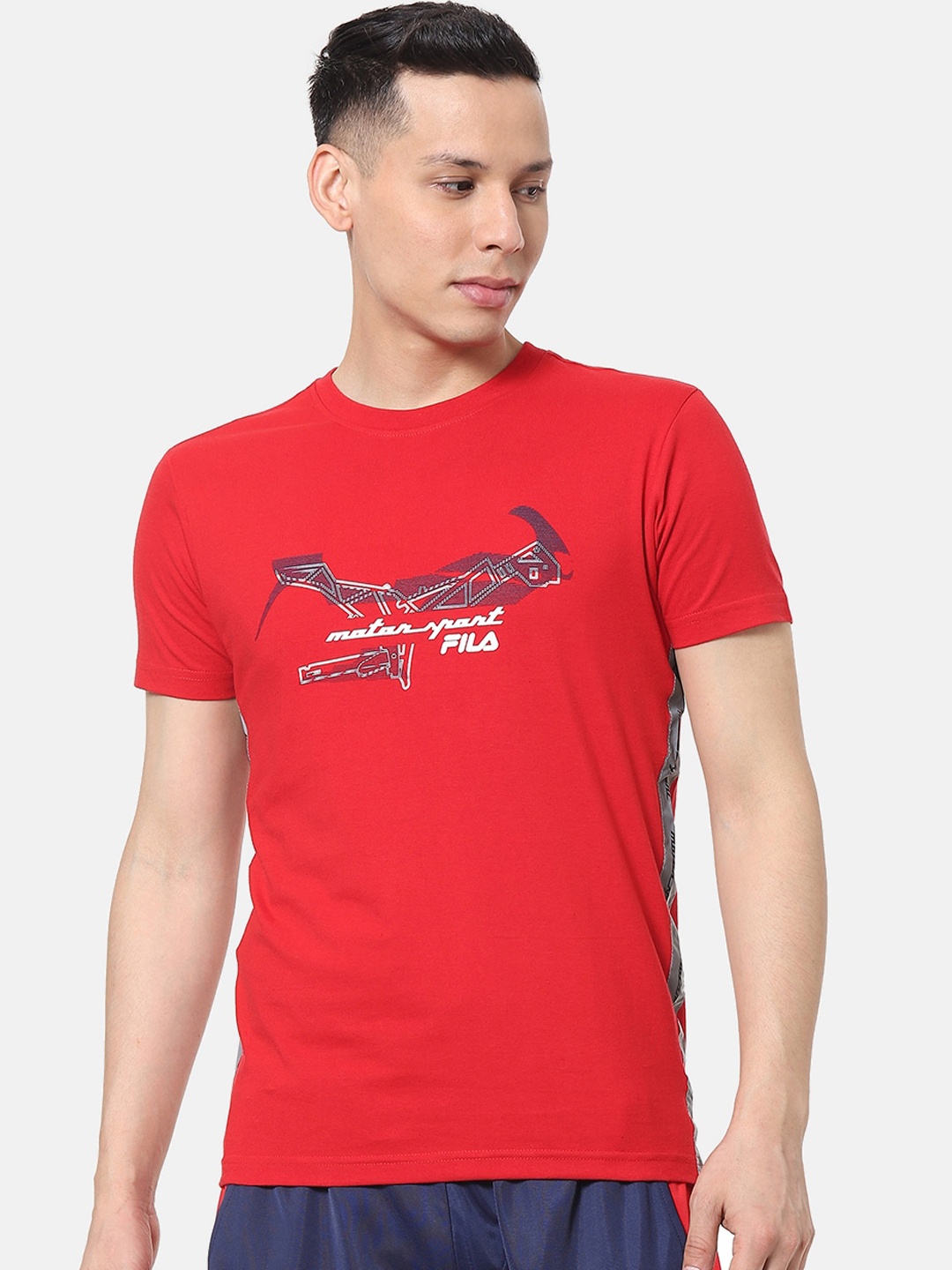 FILA Men Red Printed Round Neck T-shirt