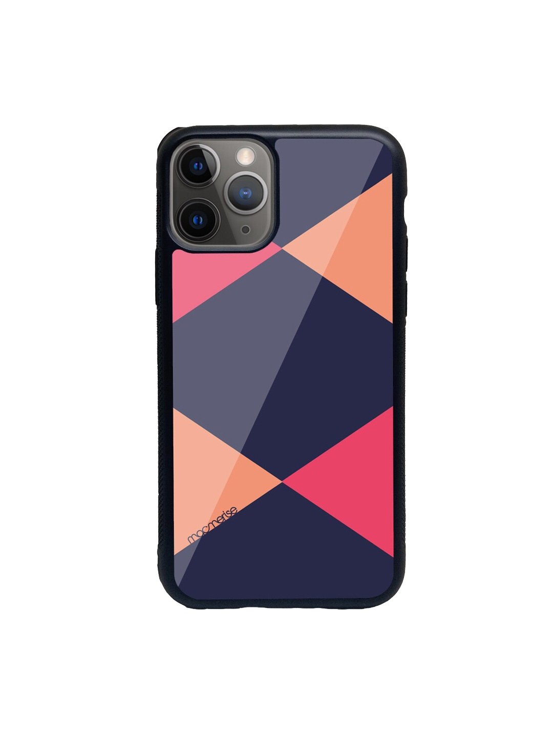 macmerise Navy Blue & Orange Criss Cross Blupink Printed iPhone 11 Pro Back Case