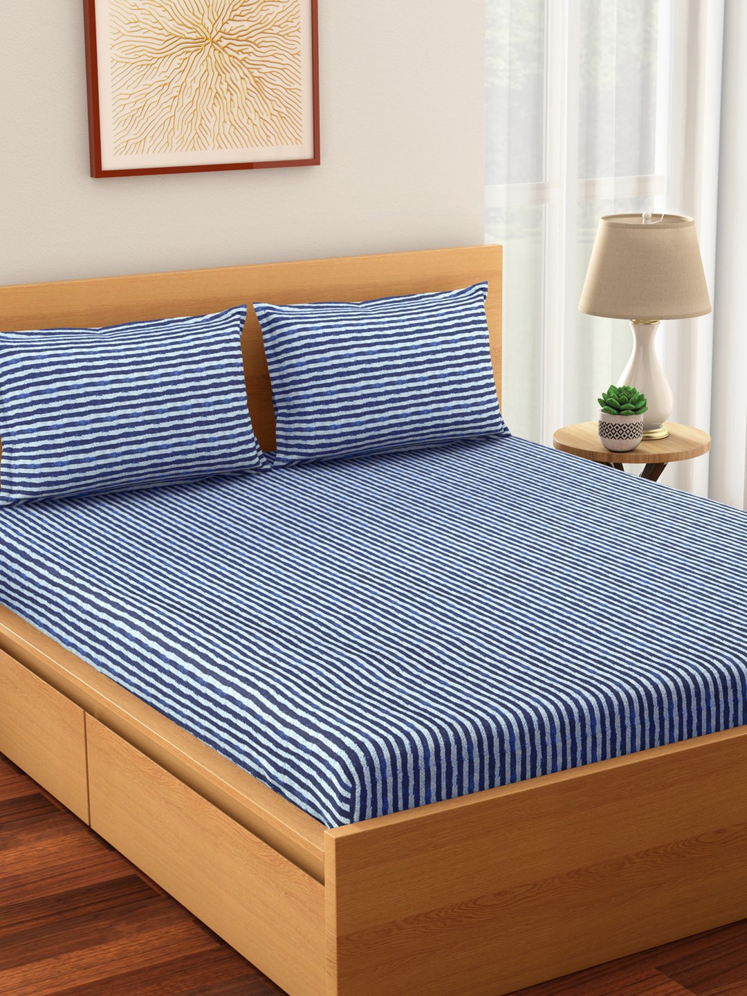Living scapes by Pantaloons Blue & White 144 TC Cotton Queen Bedsheet & 2 Pillow Covers
Living scapes by Pantaloons Blue & White 144 TC Cotton Queen Bedsheet & 2 Pillow Covers