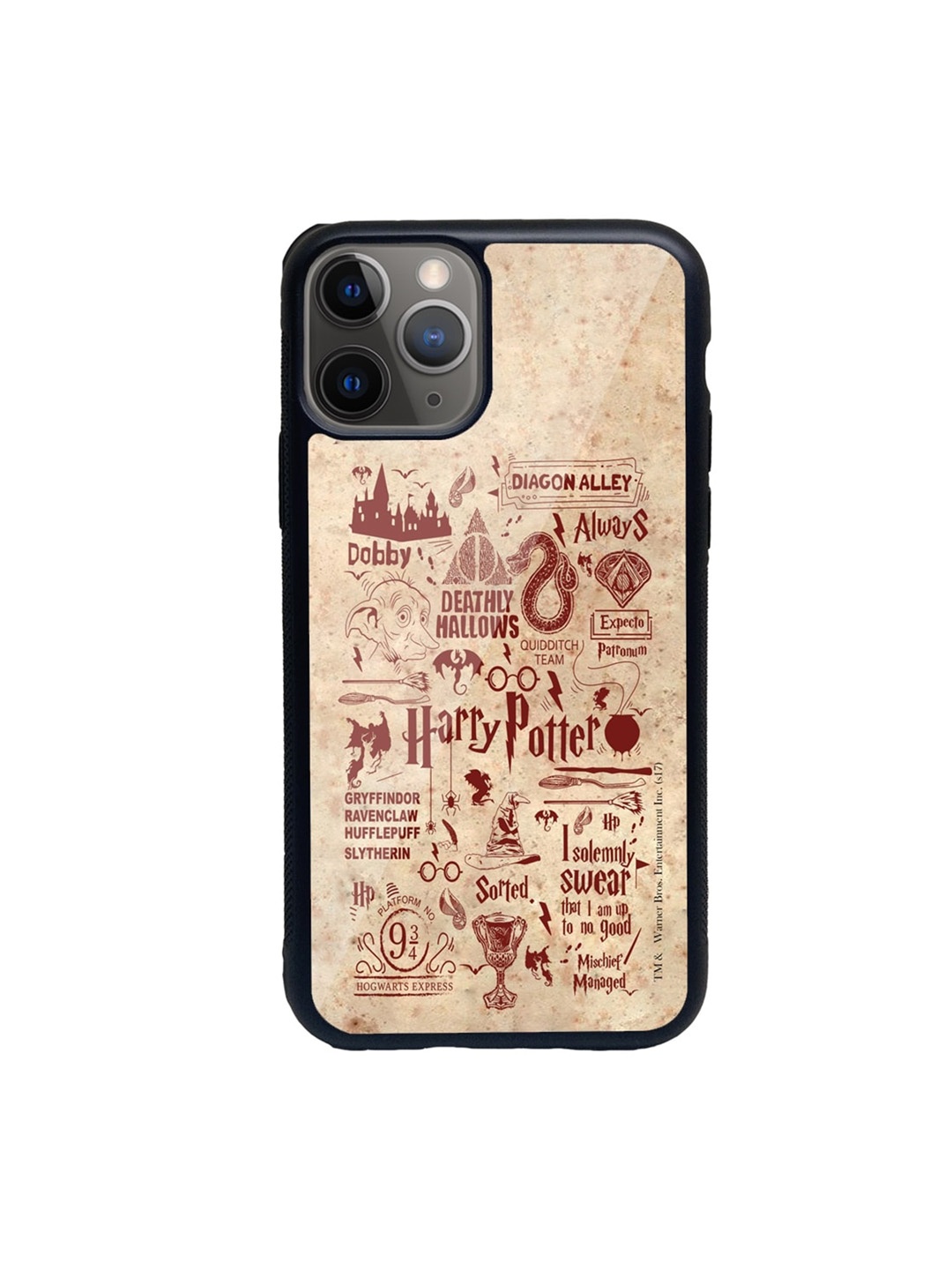 macmerise Beige & Brown Harry Potter Infographic Glass iPhone 11 Pro Phone Case