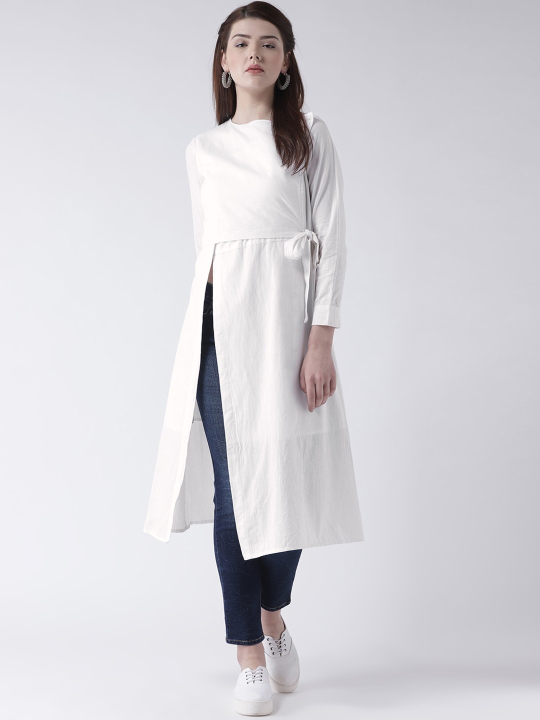 DODO & MOA Women White Solid Kurta