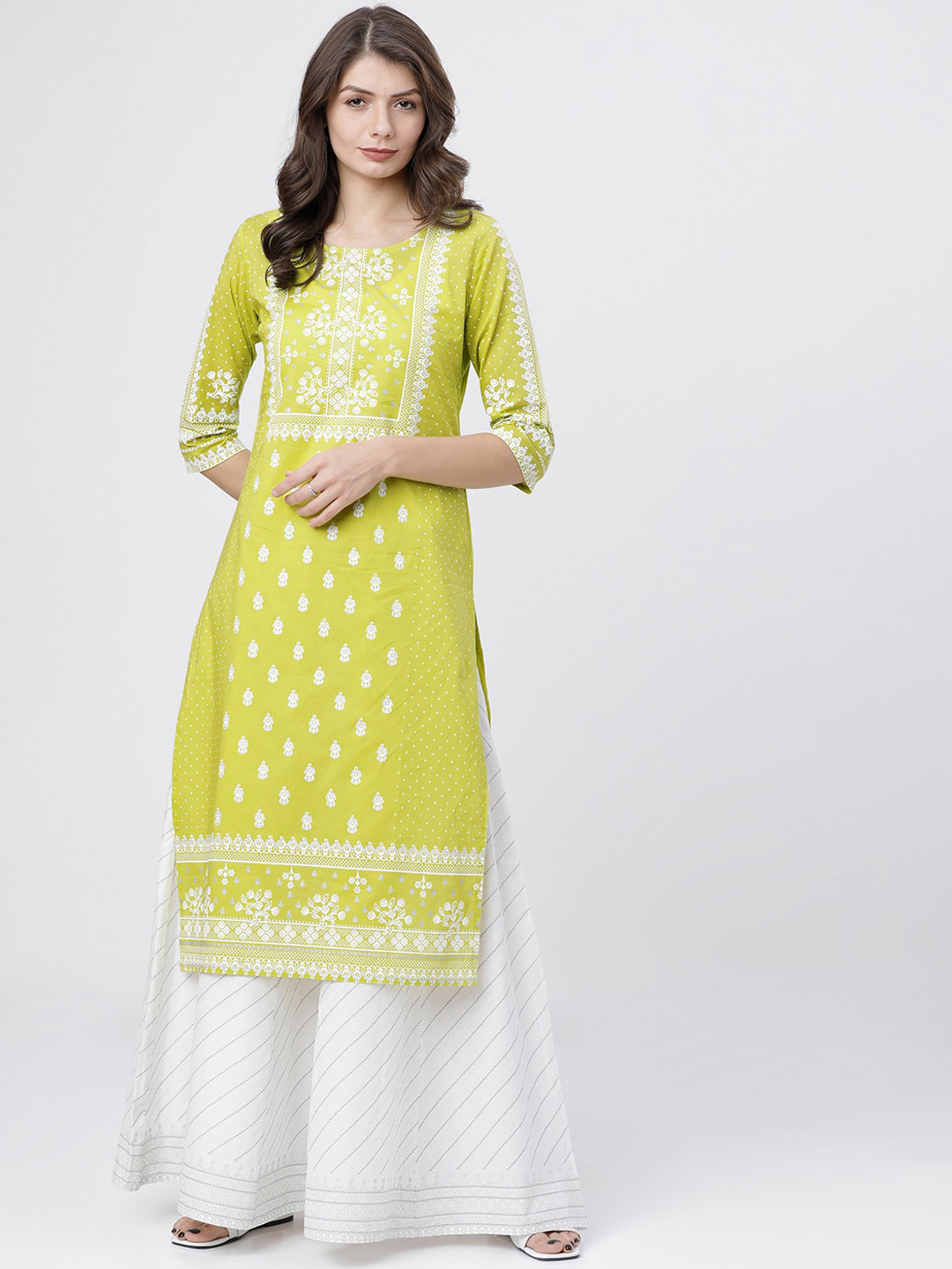 Vishudh Women Lime Green & White Floral Printed Kurta
Vishudh Women Lime Green & White Floral Printed Kurta