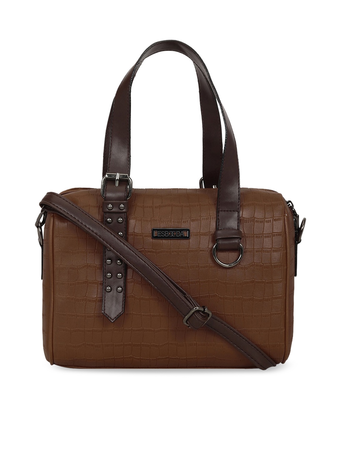 ESBEDA Tan Brown Croc Skin Textured Handheld Bag